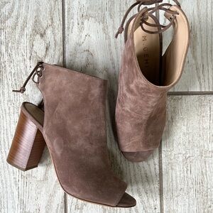 M.Gemi taupe suede peep-toe ankle boots | size 37